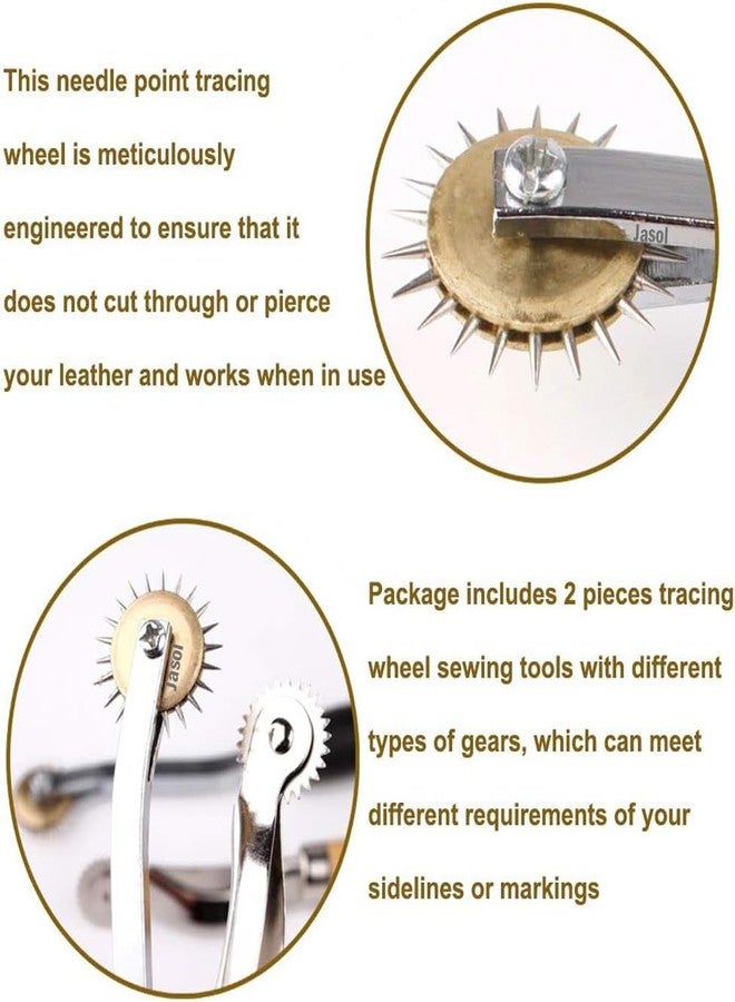Jasol Tracing Wheel 2 Pcs Tailoring Stitch Marking Spacer, 4.1mm and 2mm Leather Needle Point Tracing Wheel with Wooden Handle for Sewing, Arts and Leather Craft - Image 4